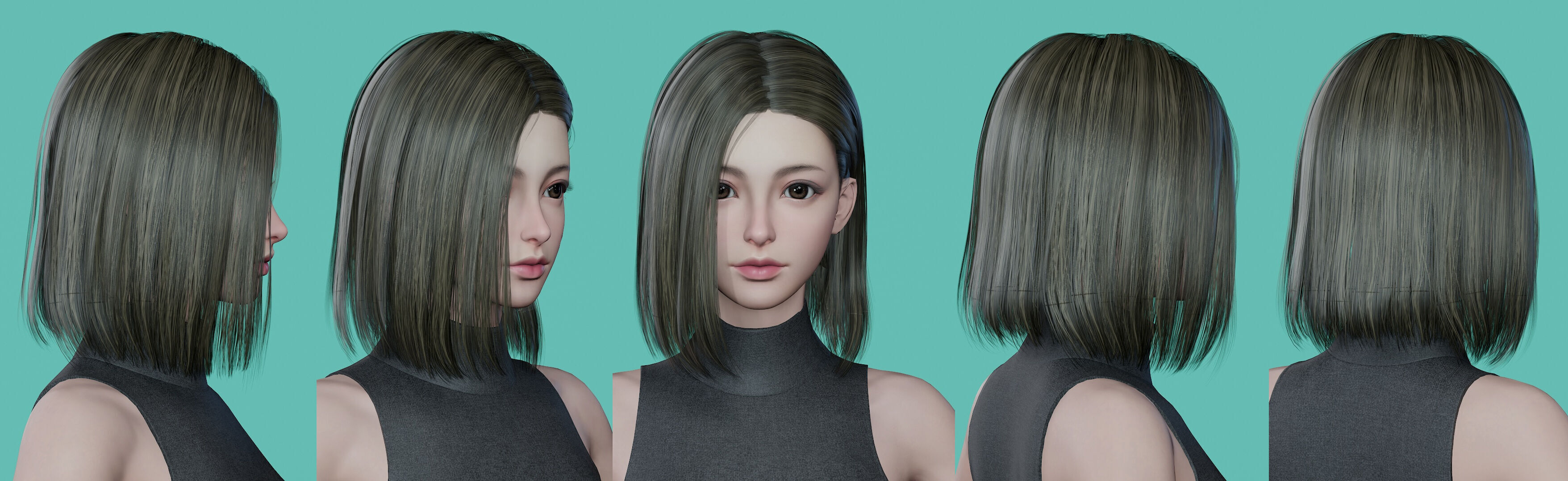 21 Real-time Women Hairstyles collection 11 Low-poly 3D model_22