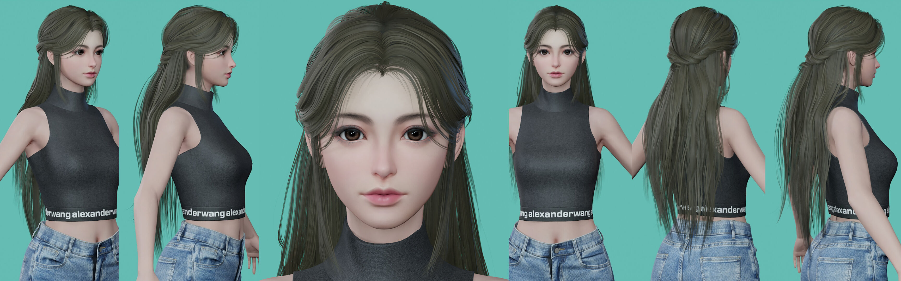 21 Real-time Women Hairstyles collection 11 Low-poly 3D model_12