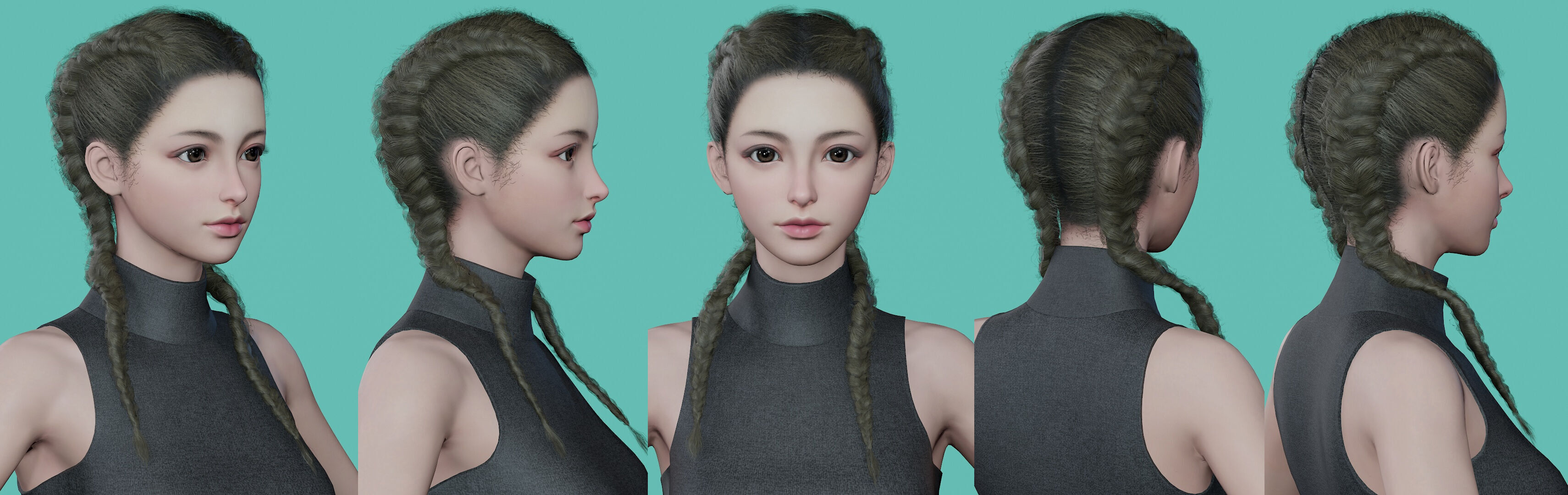 21 Real-time Women Hairstyles collection 11 Low-poly 3D model_3