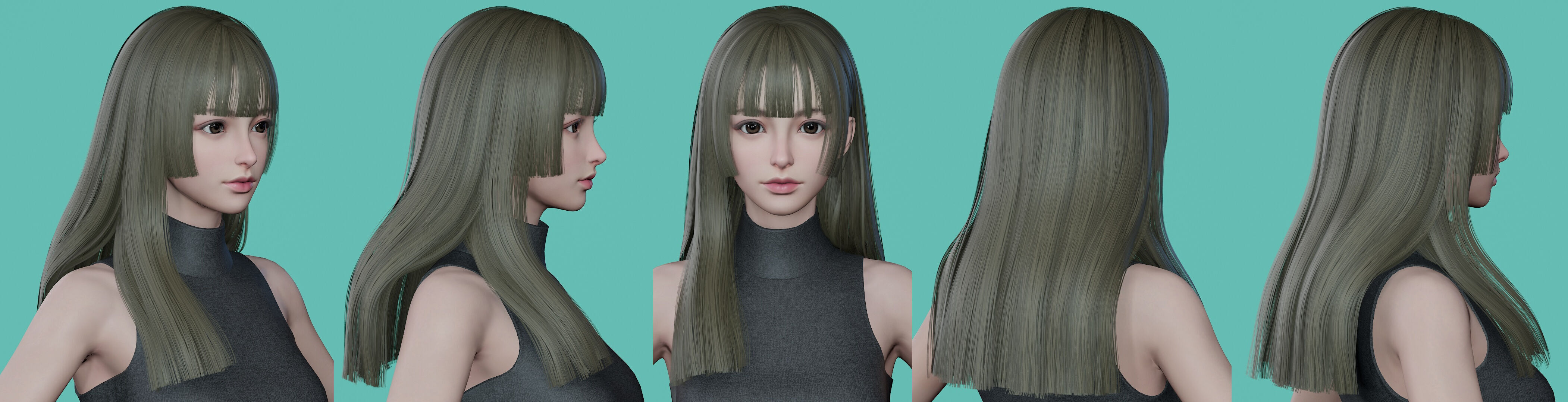 21 Real-time Women Hairstyles collection 11 Low-poly 3D model_17