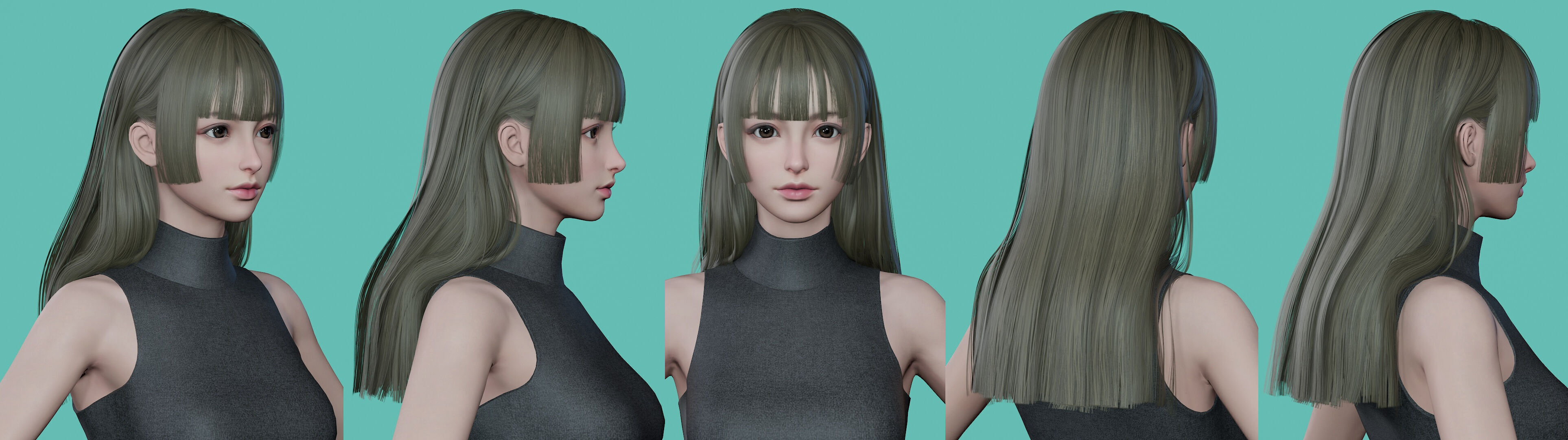 21 Real-time Women Hairstyles collection 11 Low-poly 3D model_21