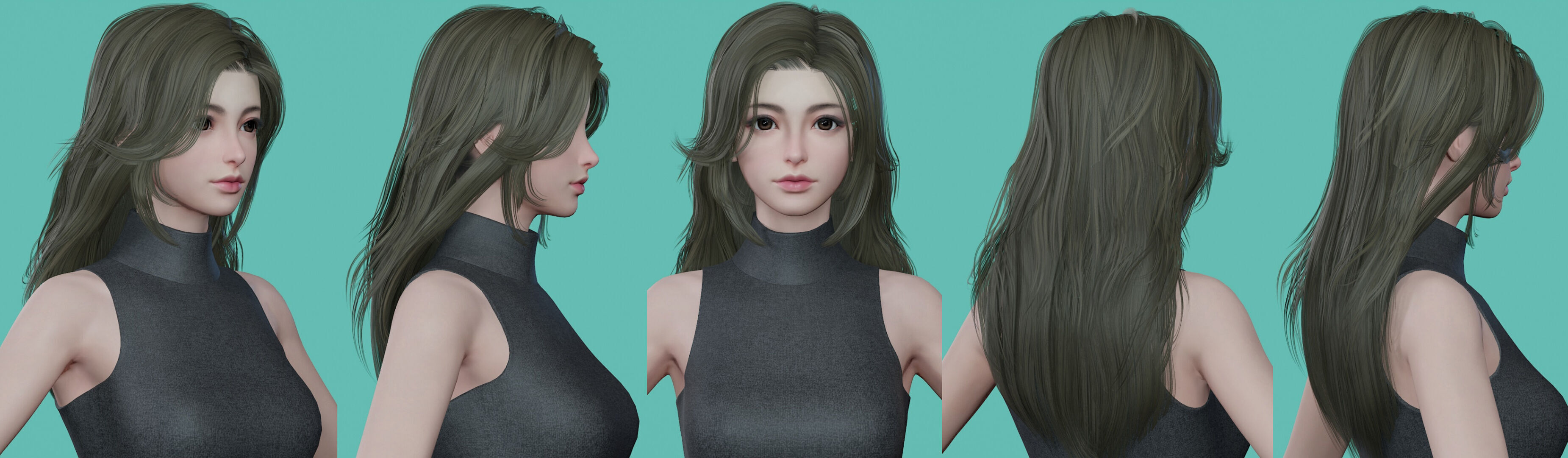 21 Real-time Women Hairstyles collection 11 Low-poly 3D model_11