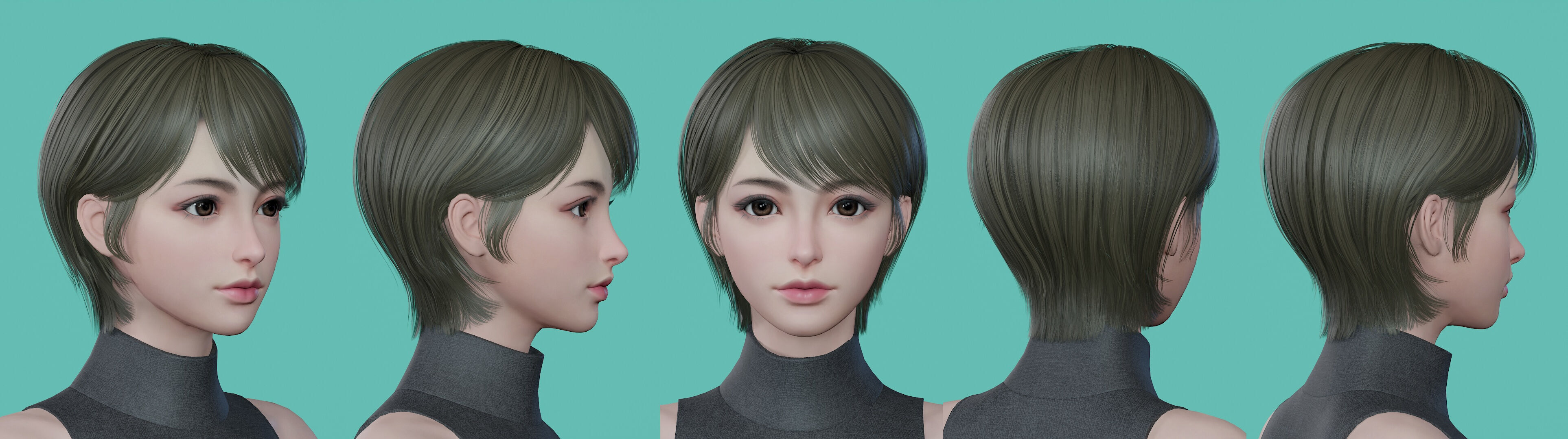 21 Real-time Women Hairstyles collection 11 Low-poly 3D model_9