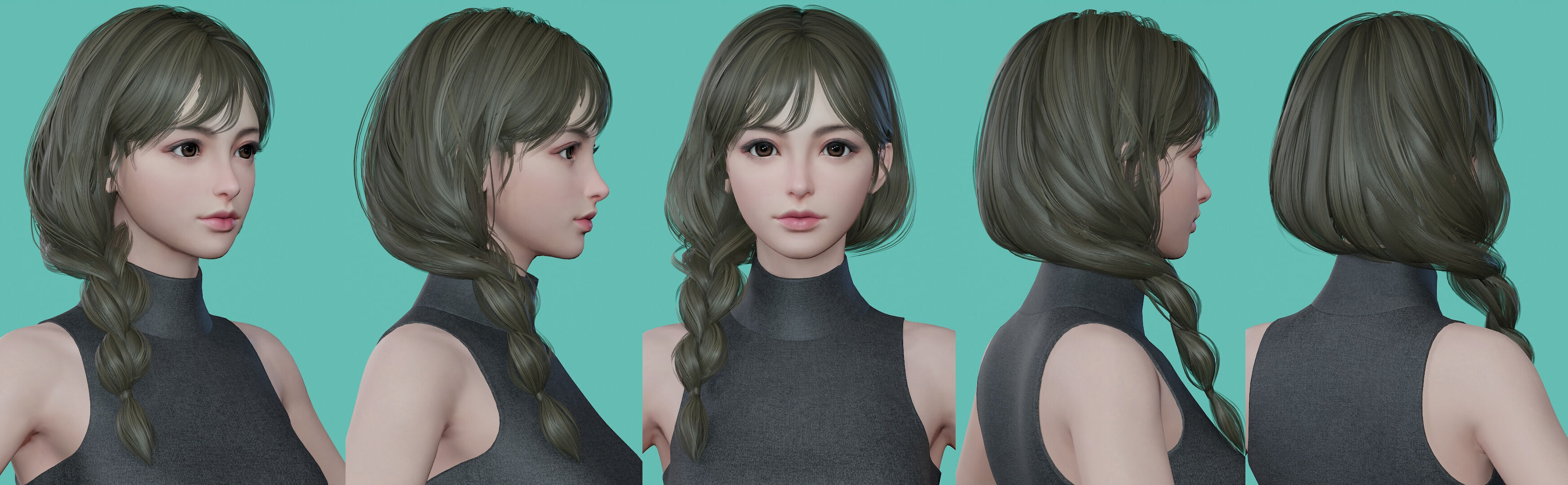 21 Real-time Women Hairstyles collection 11 Low-poly 3D model_10