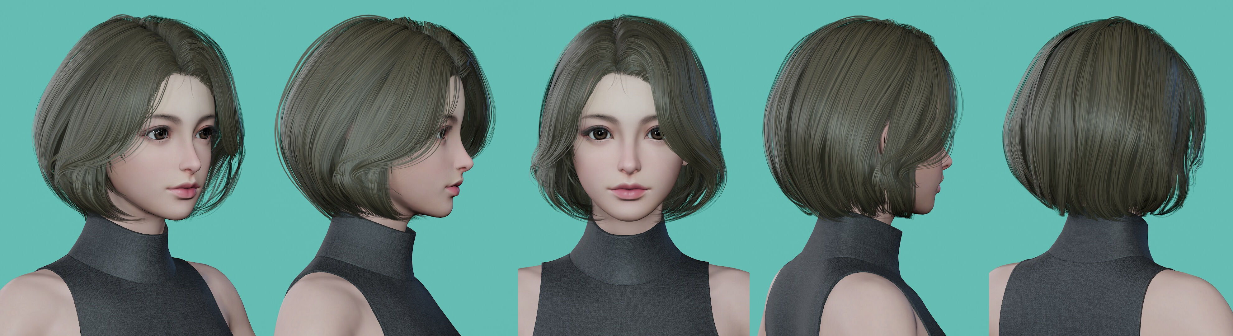 21 Real-time Women Hairstyles collection 11 Low-poly 3D model_5