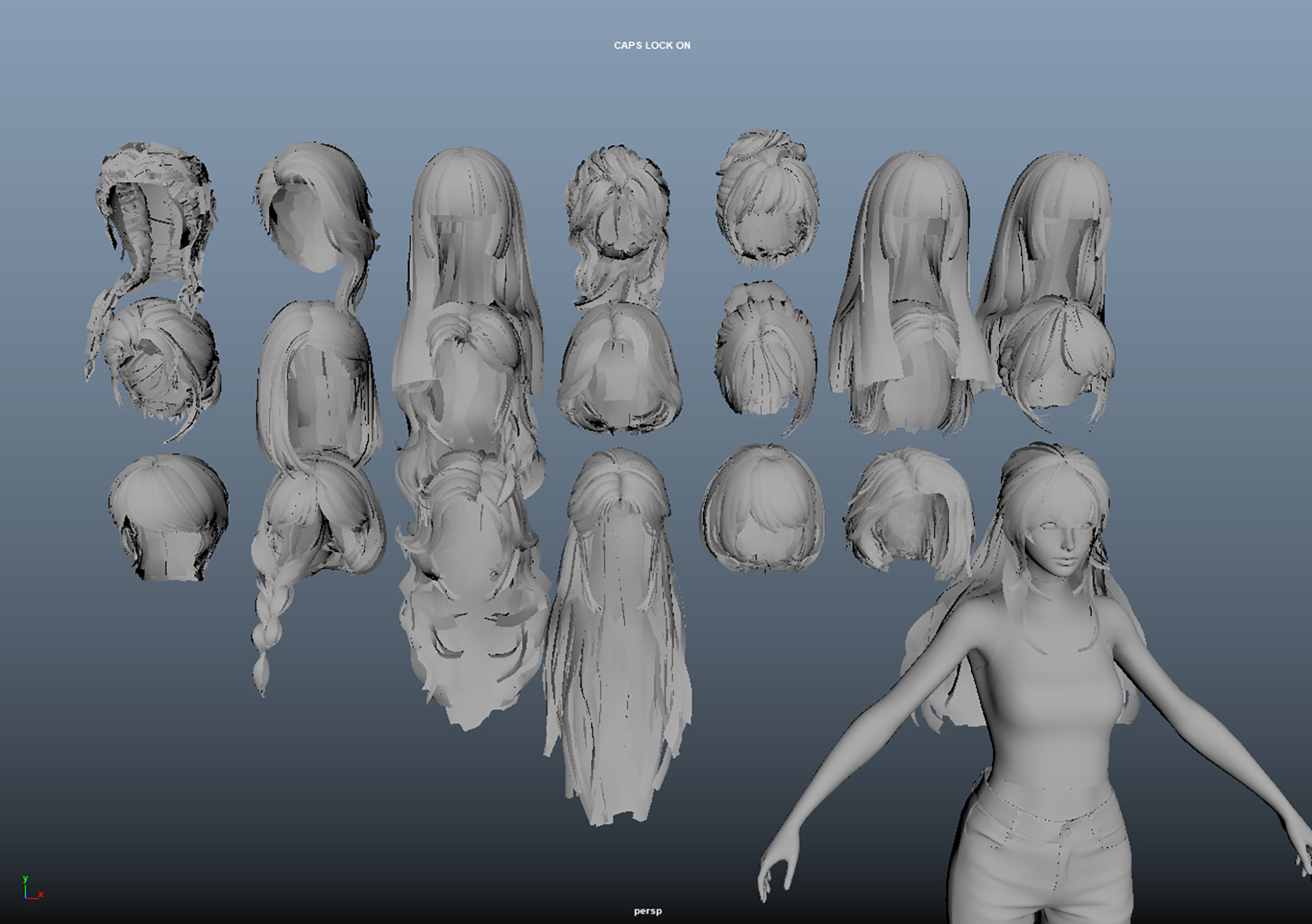 21 Real-time Women Hairstyles collection 11 Low-poly 3D model_23