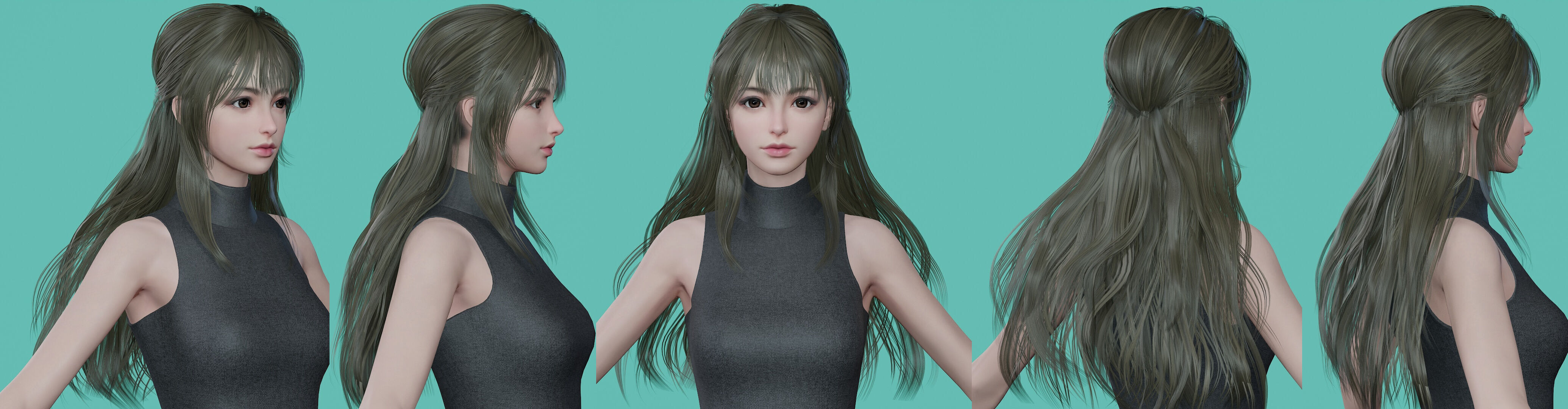 21 Real-time Women Hairstyles collection 11 Low-poly 3D model_16