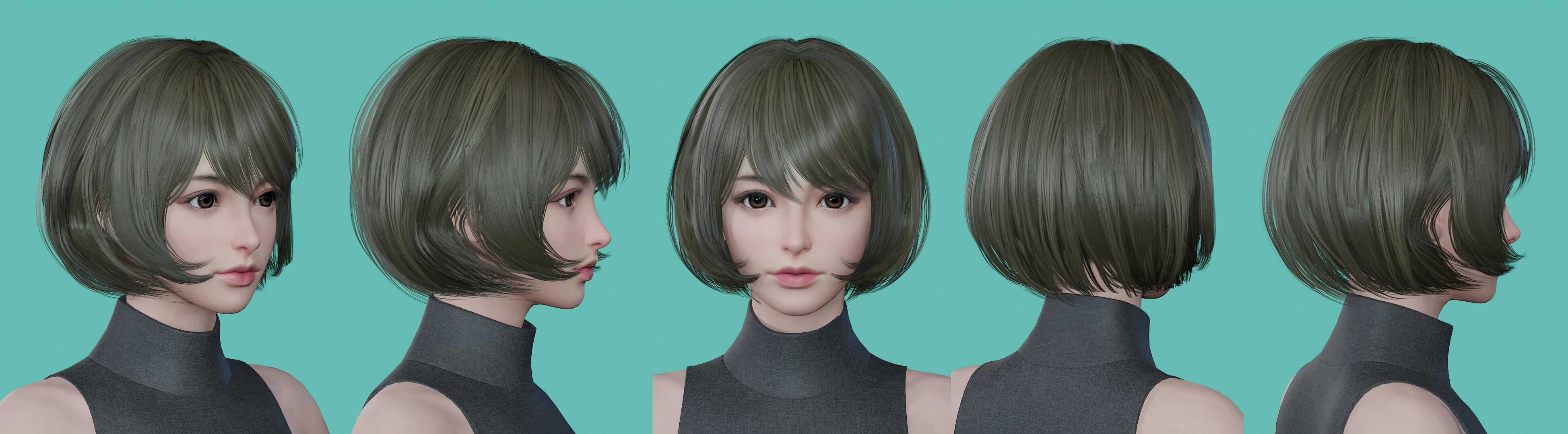 21 Real-time Women Hairstyles collection 11 Low-poly 3D model_13