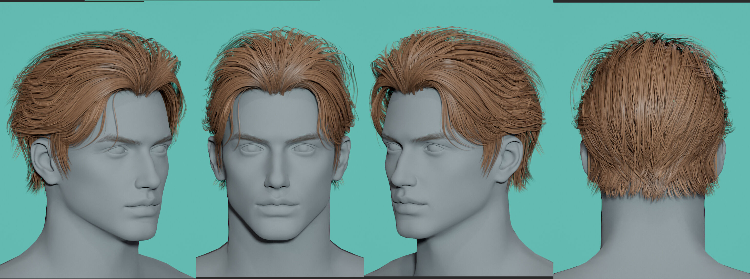 21 Real-time man Hairstyles collection 01 Low-poly 3D model_15