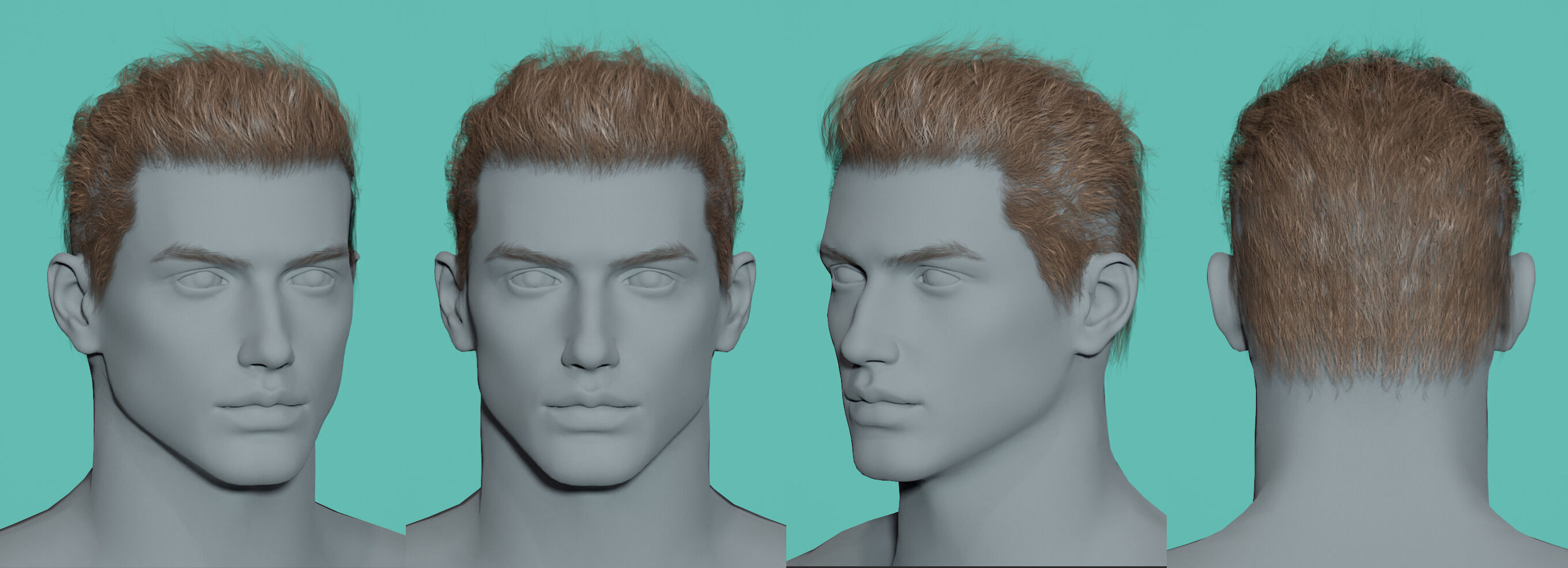 21 Real-time man Hairstyles collection 01 Low-poly 3D model_19