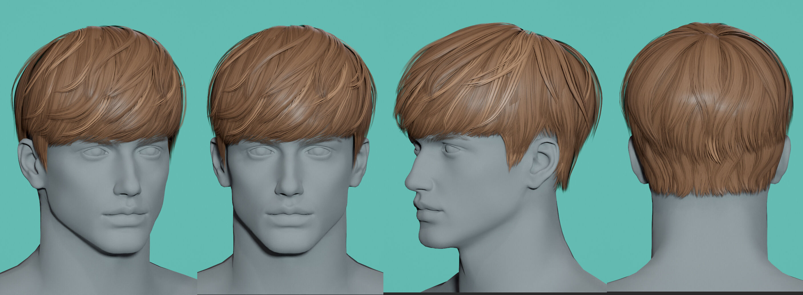 21 Real-time man Hairstyles collection 01 Low-poly 3D model_12