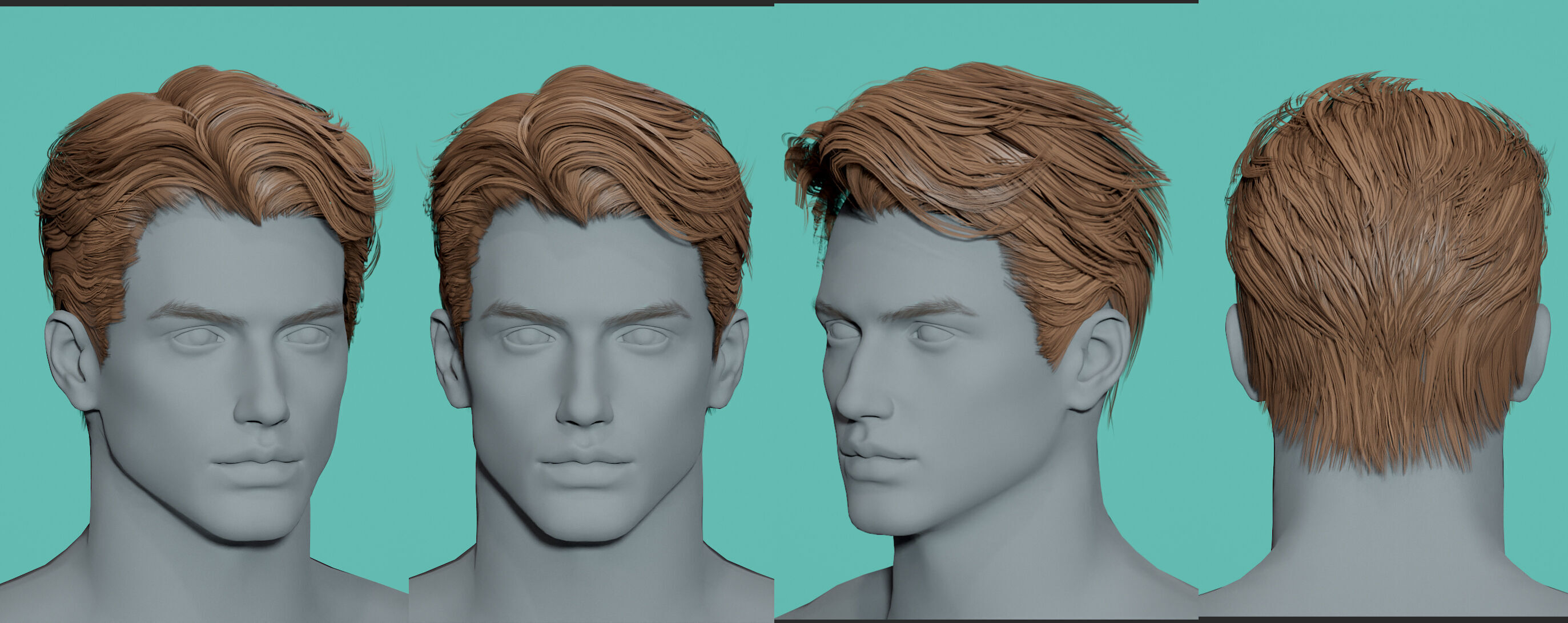 21 Real-time man Hairstyles collection 01 Low-poly 3D model_17