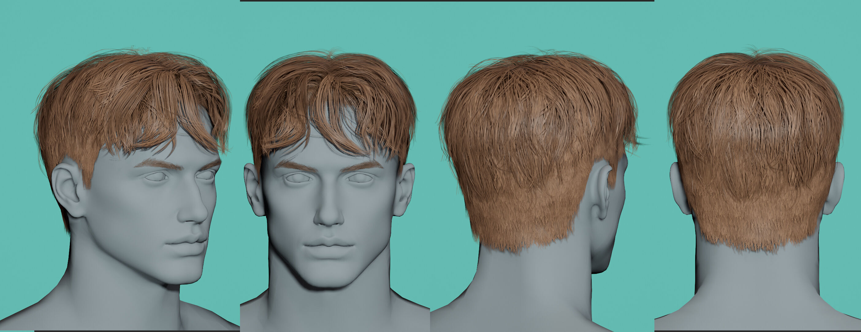 21 Real-time man Hairstyles collection 01 Low-poly 3D model_9