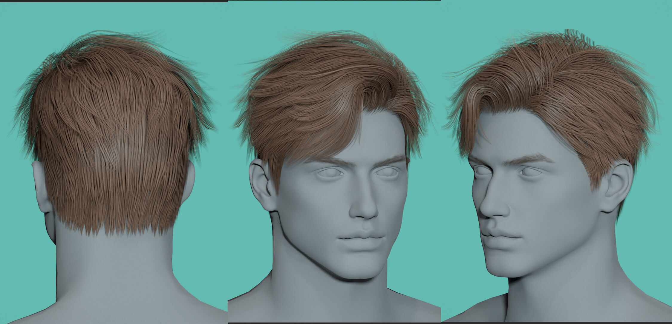 21 Real-time man Hairstyles collection 01 Low-poly 3D model_11