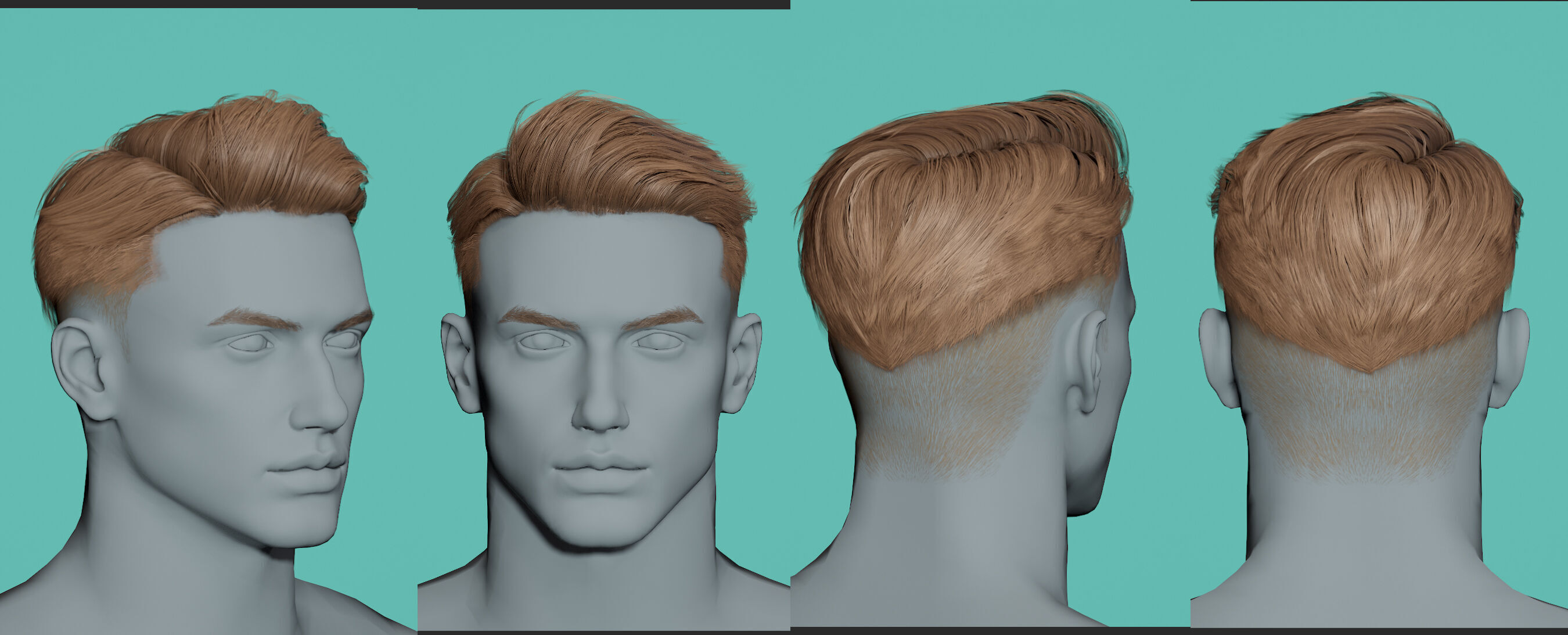 21 Real-time man Hairstyles collection 01 Low-poly 3D model_8