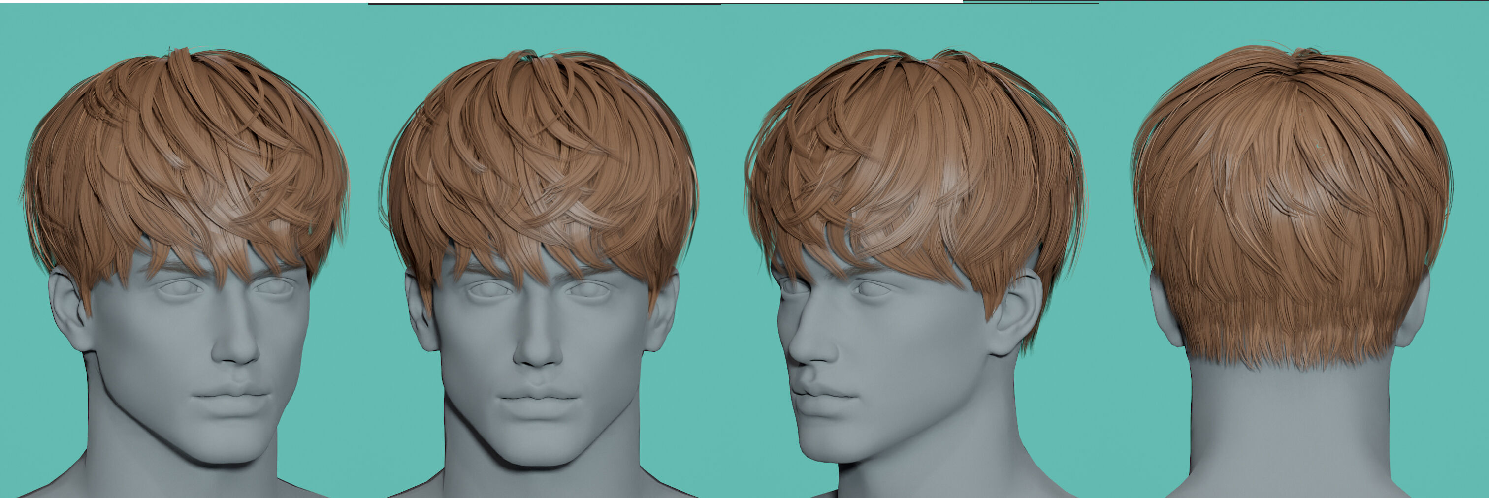 21 Real-time man Hairstyles collection 01 Low-poly 3D model_18