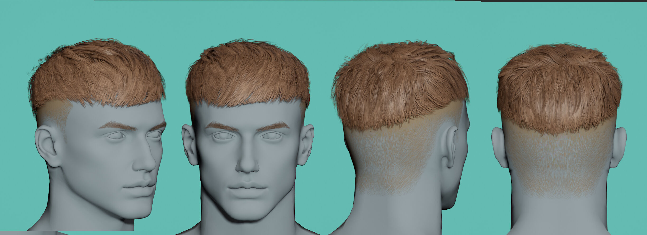 21 Real-time man Hairstyles collection 01 Low-poly 3D model_7