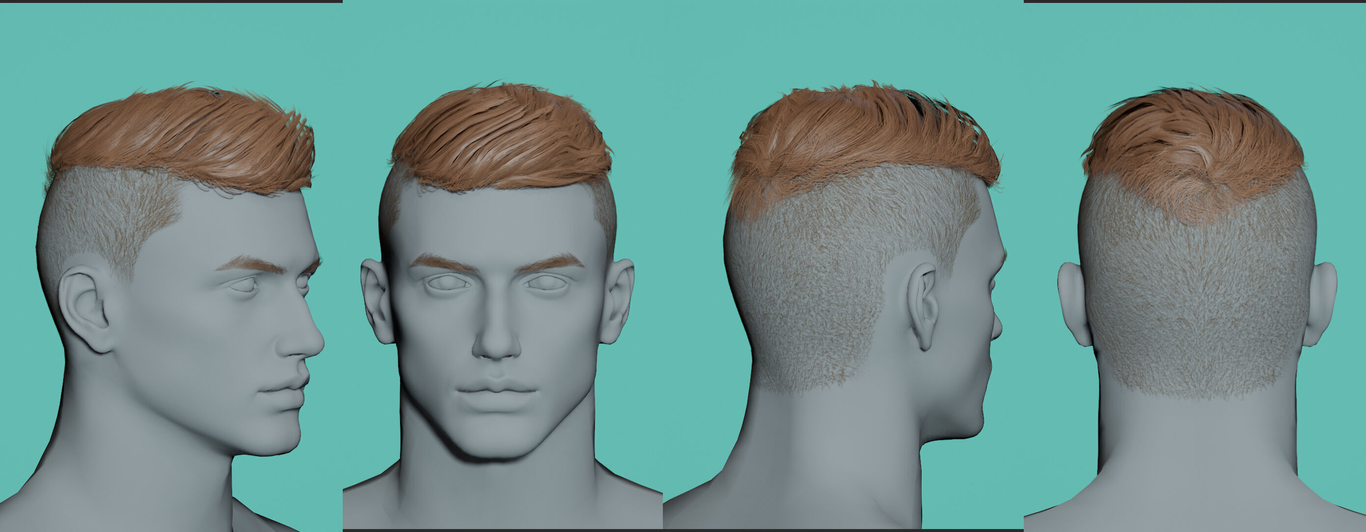 21 Real-time man Hairstyles collection 01 Low-poly 3D model_14