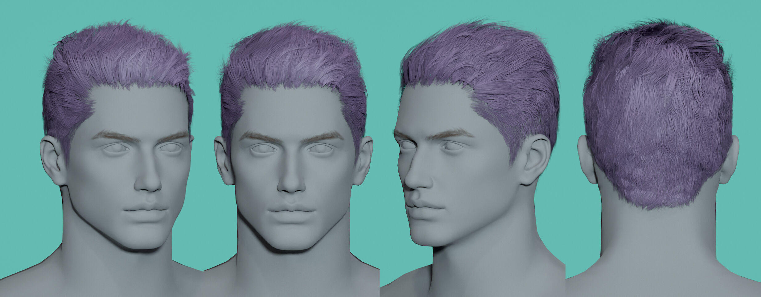 12 Real-time man Hairstyles collection 02 Low-poly 3D model_5