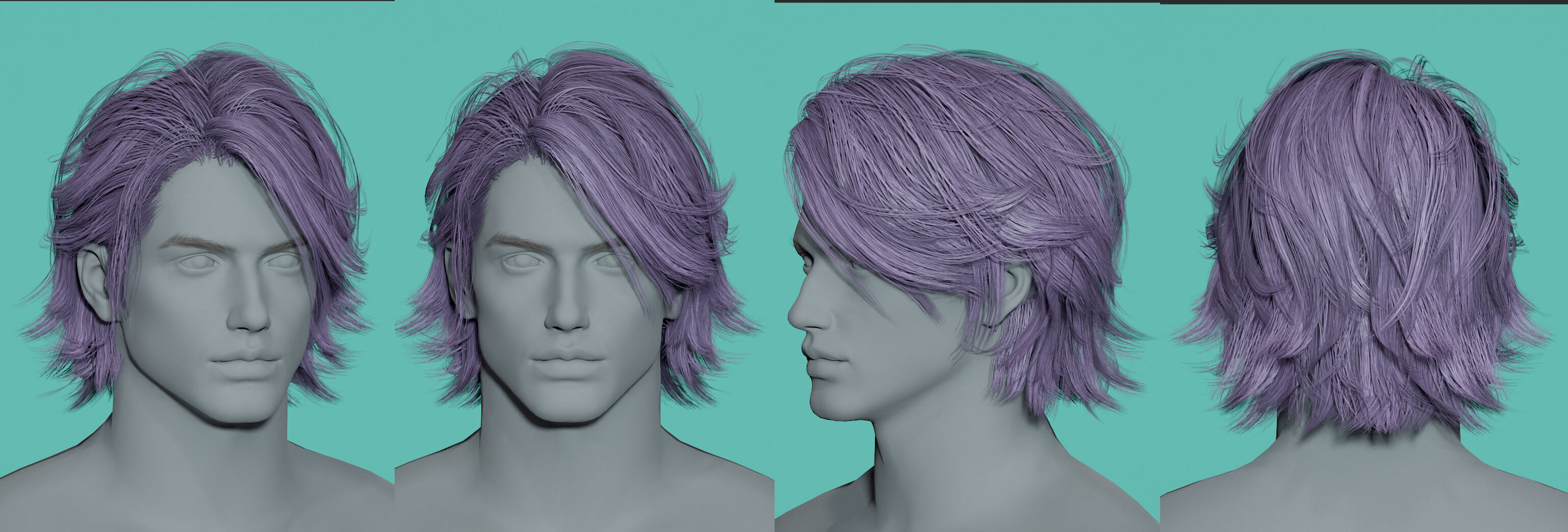 12 Real-time man Hairstyles collection 02 Low-poly 3D model_3