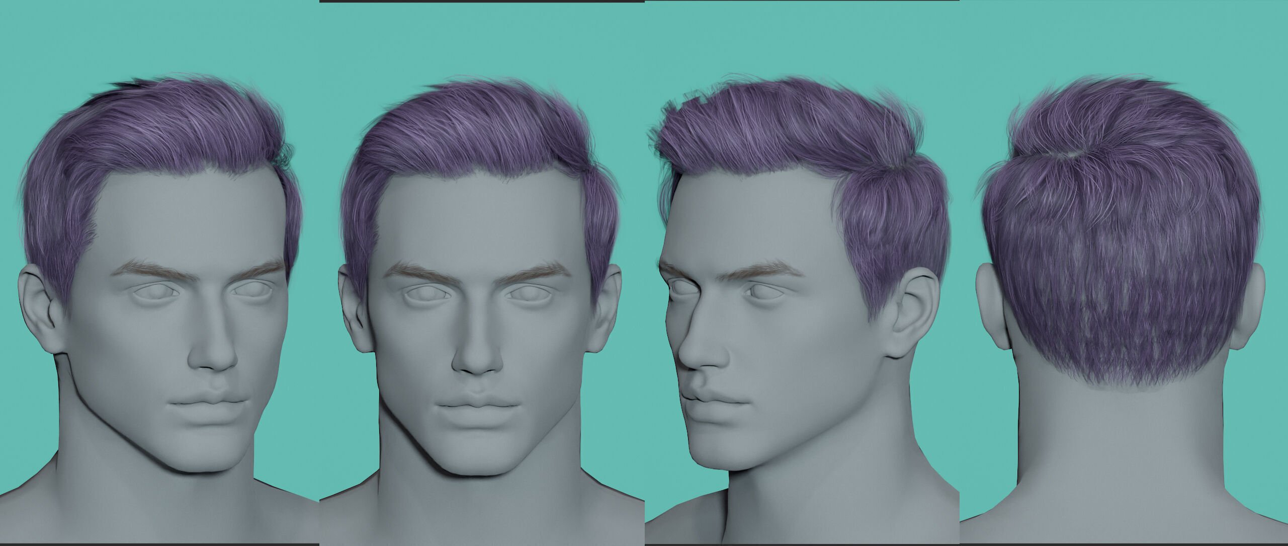 12 Real-time man Hairstyles collection 02 Low-poly 3D model_6