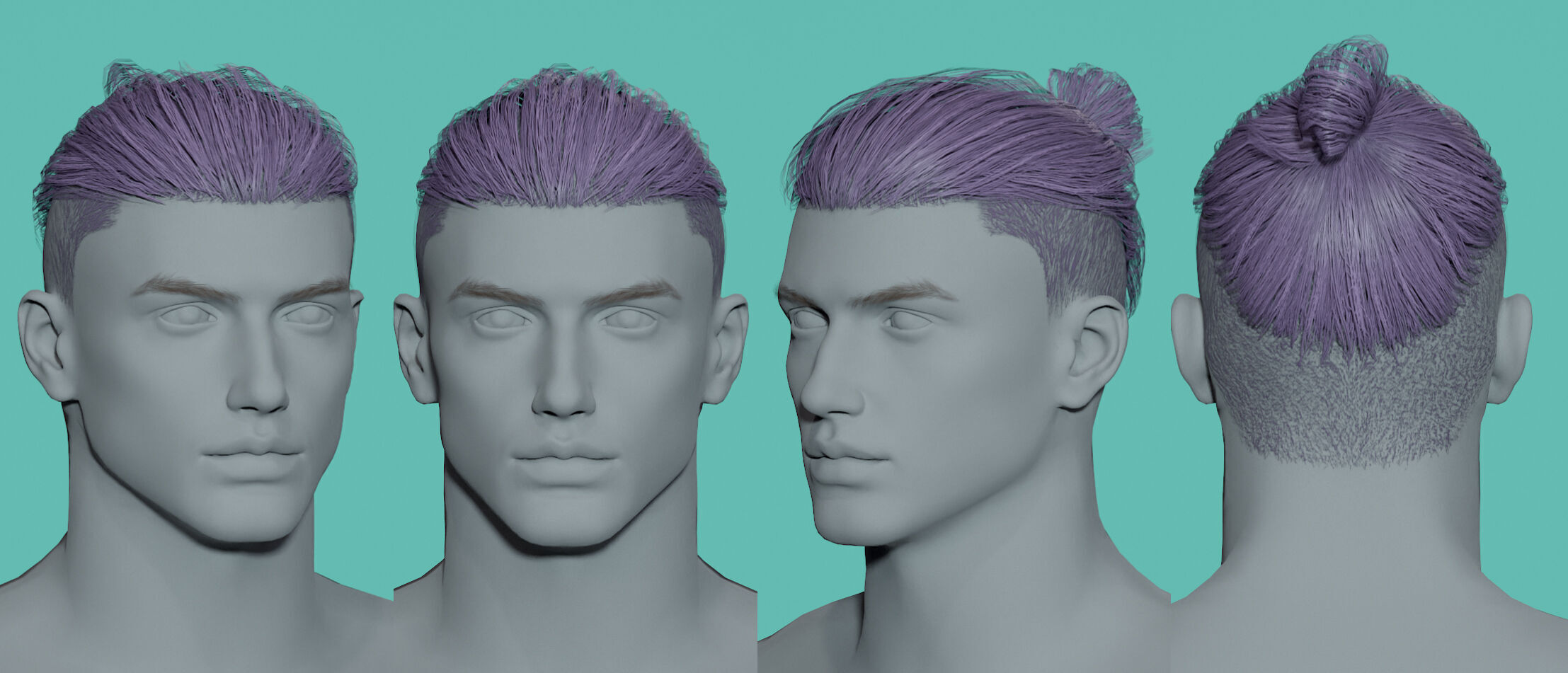 12 Real-time man Hairstyles collection 02 Low-poly 3D model_13
