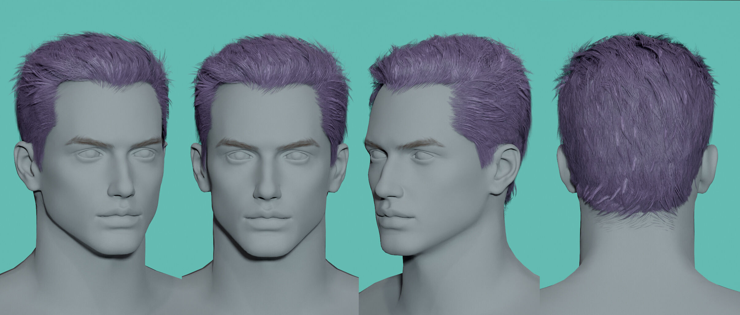12 Real-time man Hairstyles collection 02 Low-poly 3D model_4