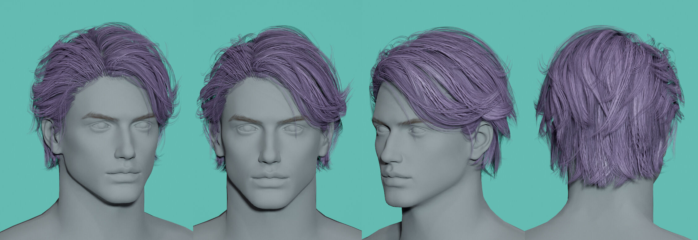 12 Real-time man Hairstyles collection 02 Low-poly 3D model_2