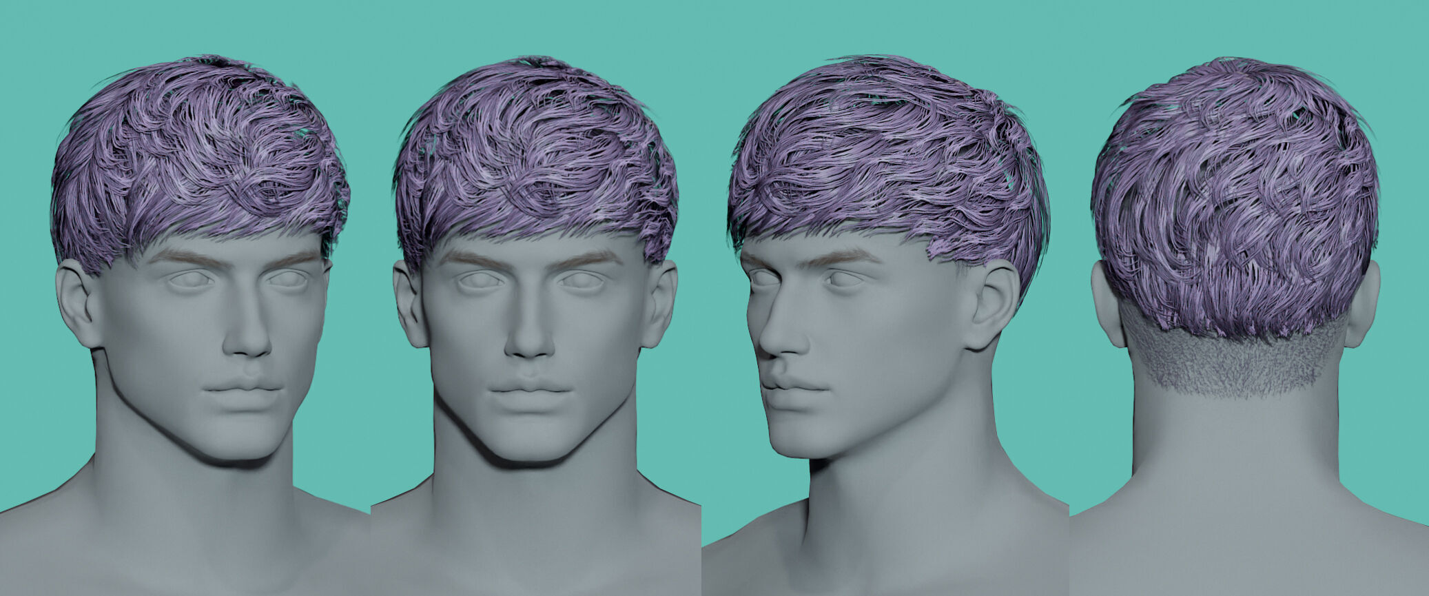 12 Real-time man Hairstyles collection 02 Low-poly 3D model_11