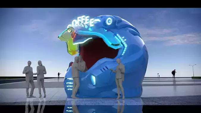 Helmet-Themed Coffee Shop