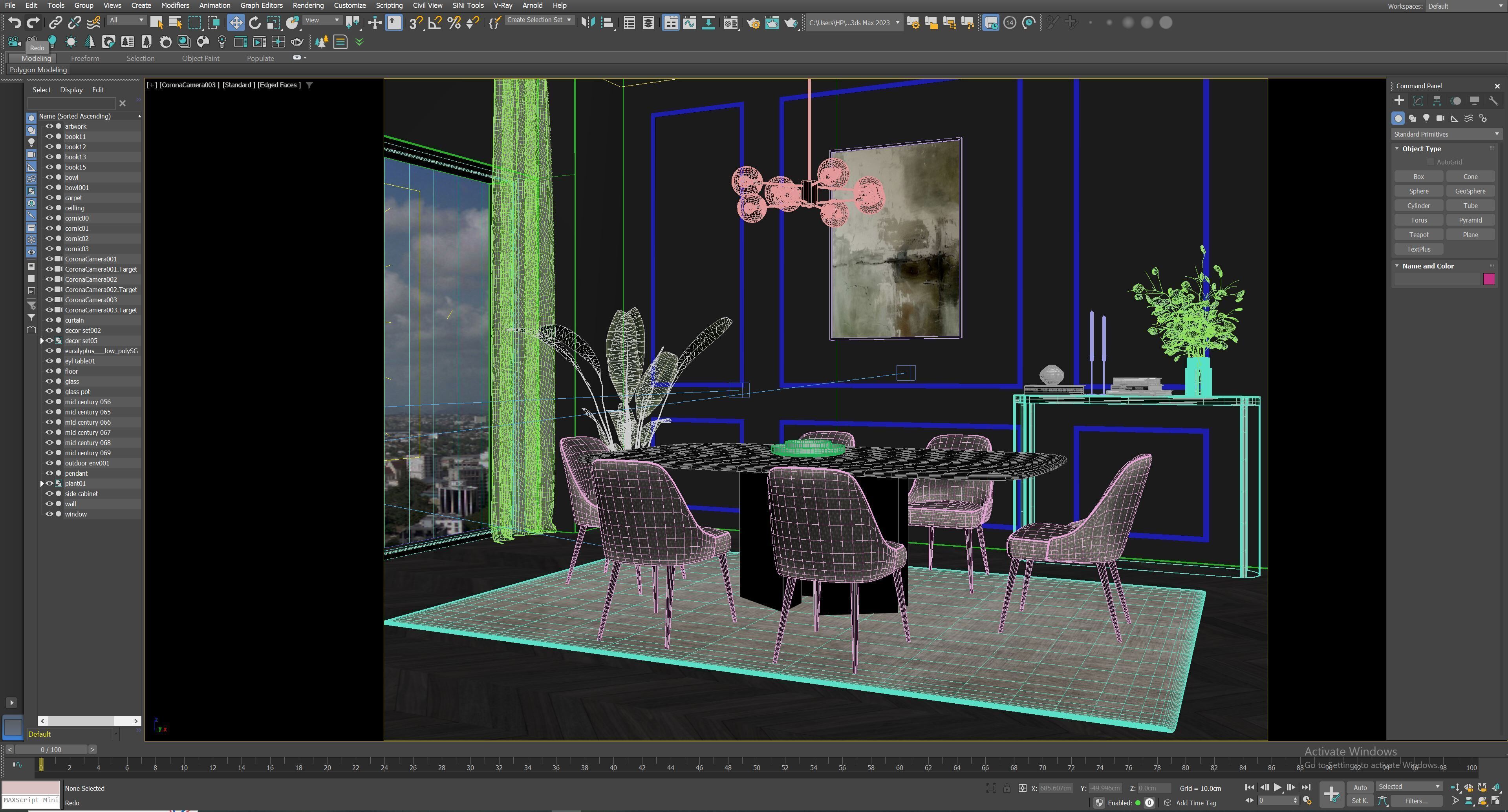 Interior dining room scene 01 3D model_9