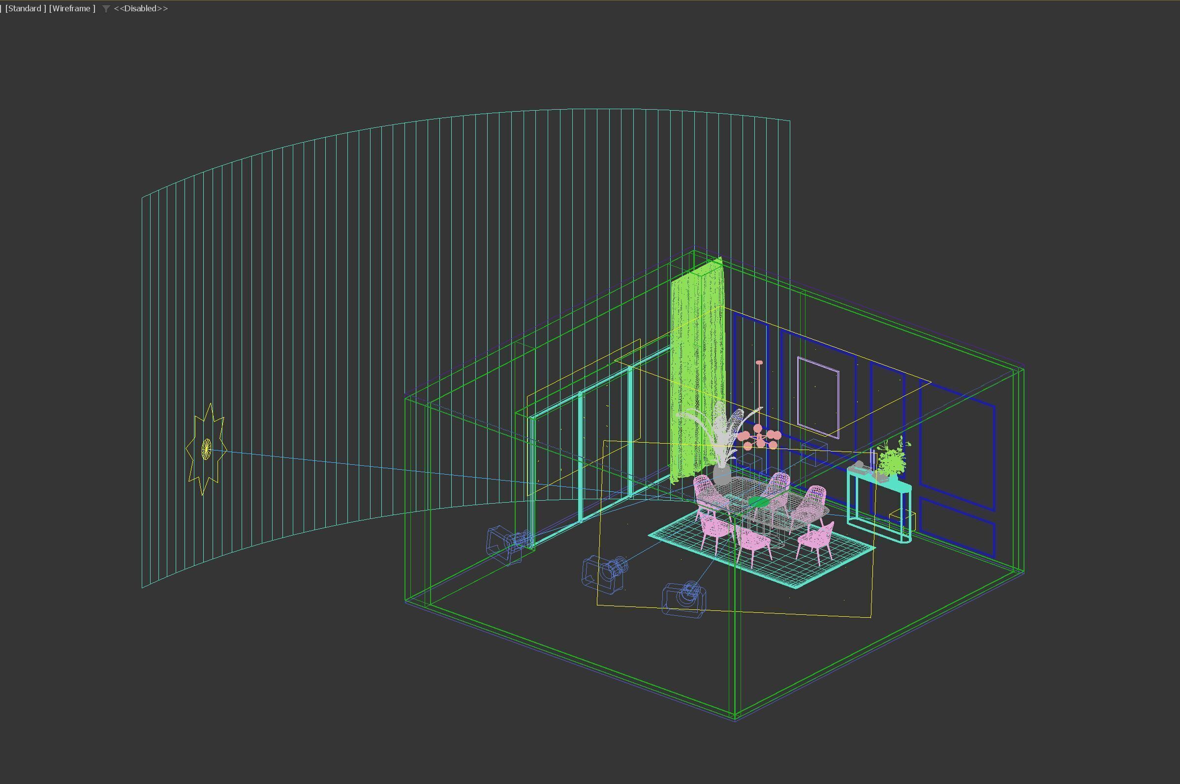 Interior dining room scene 01 3D model_10