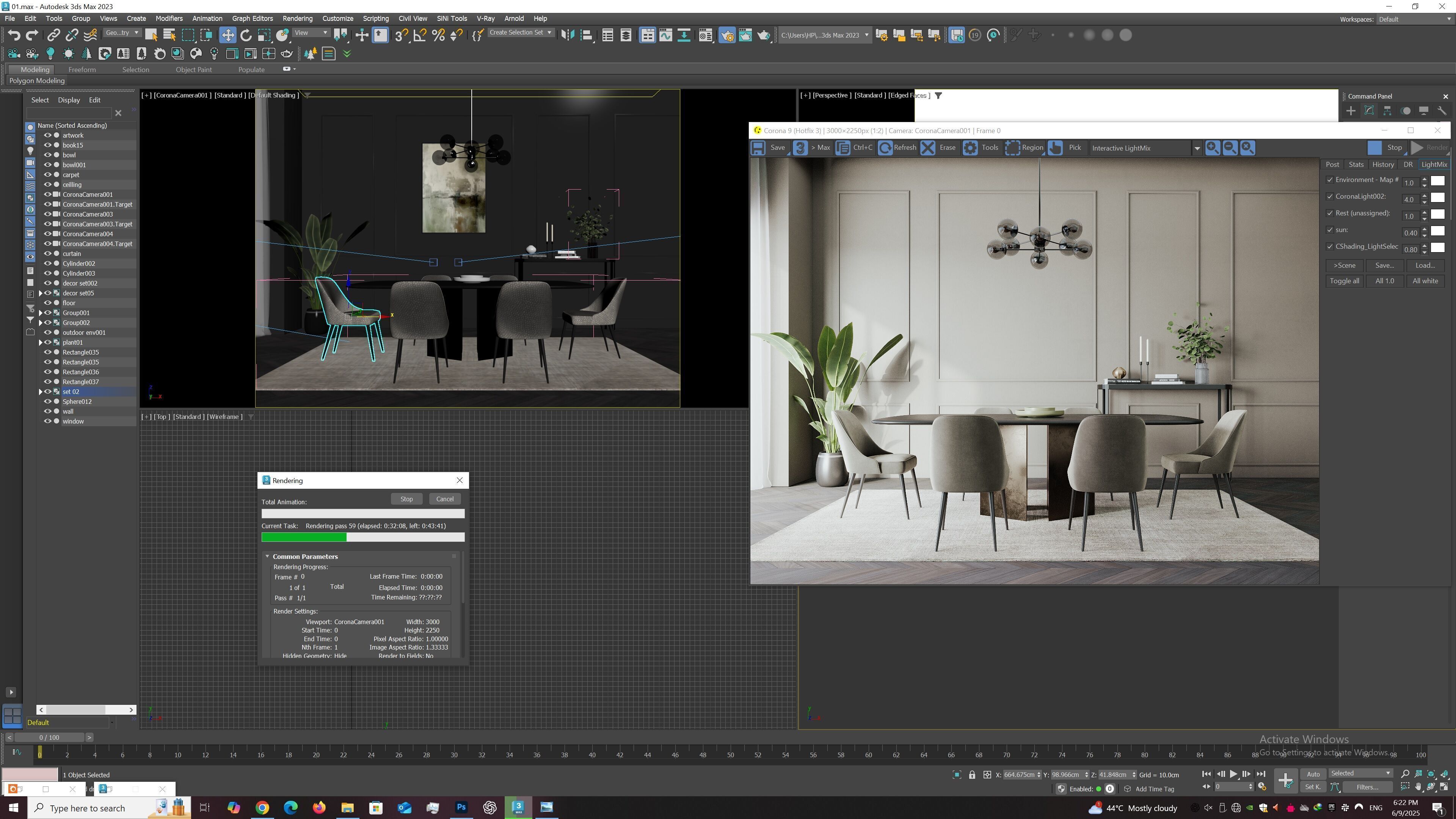 Interior dining room scene 01 3D model_4