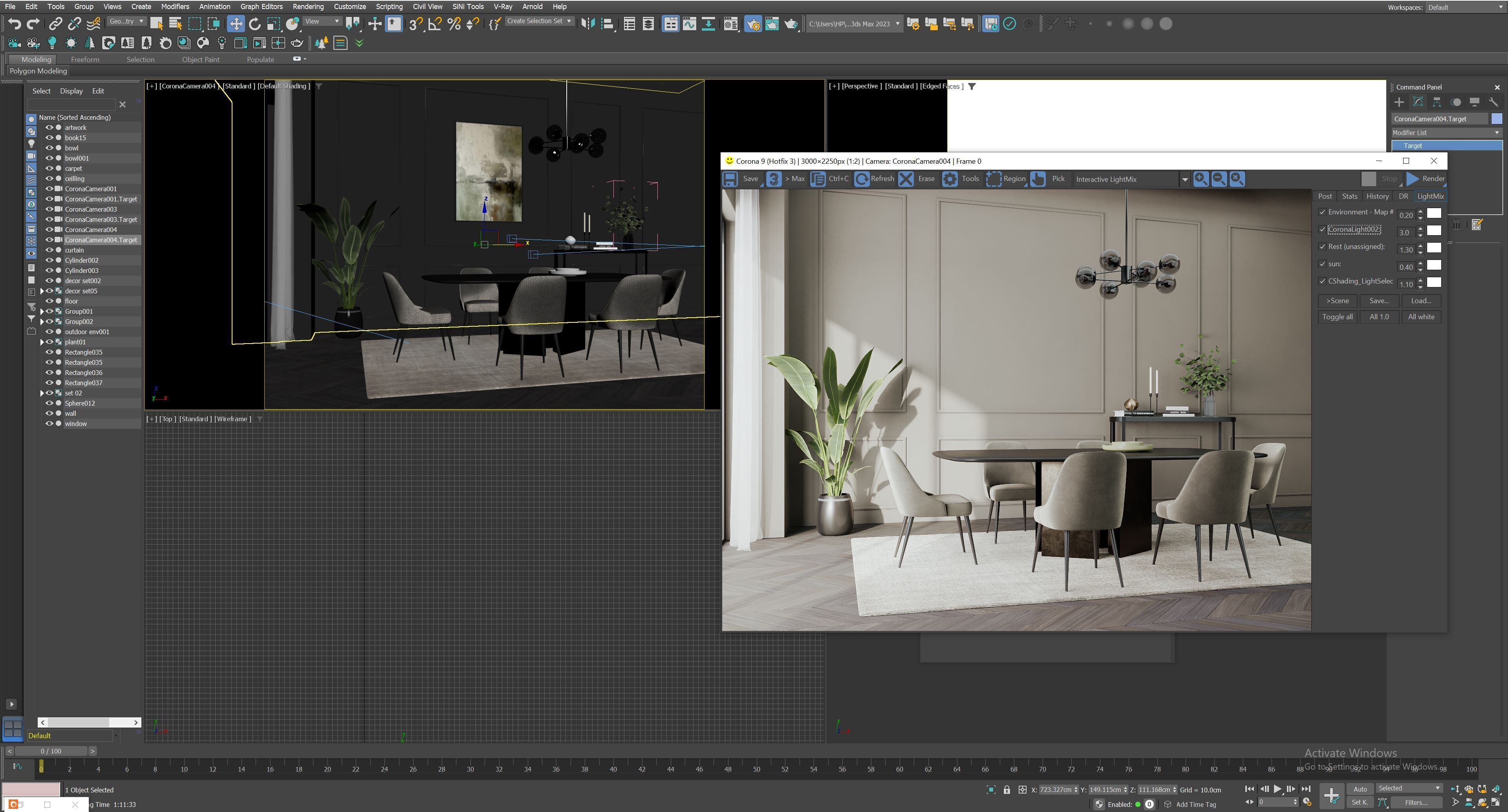 Interior dining room scene 01 3D model_5