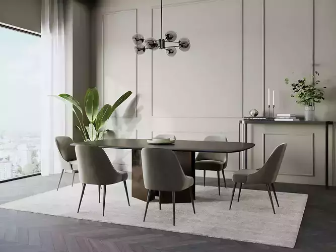 Interior dining room scene 01 3D model