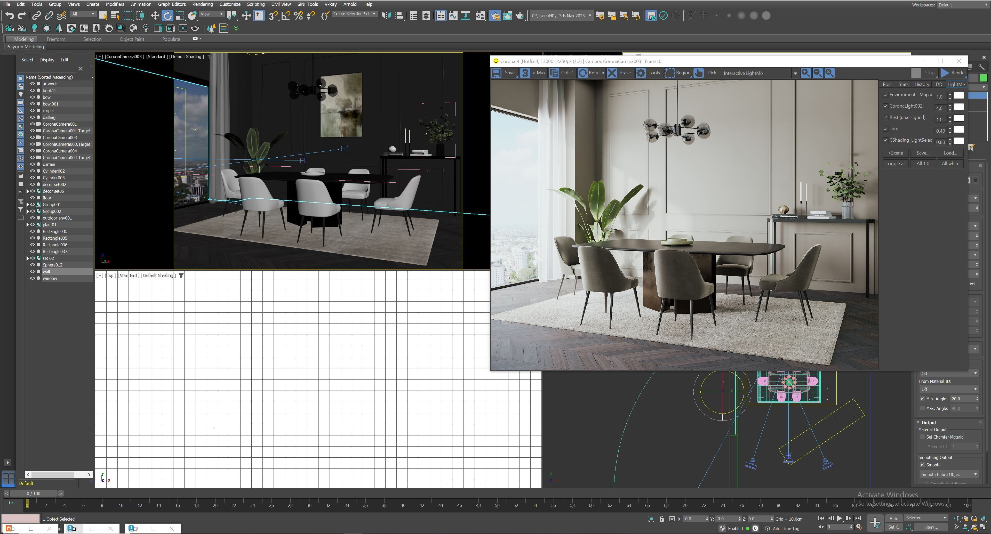 Interior dining room scene 01 3D model_3