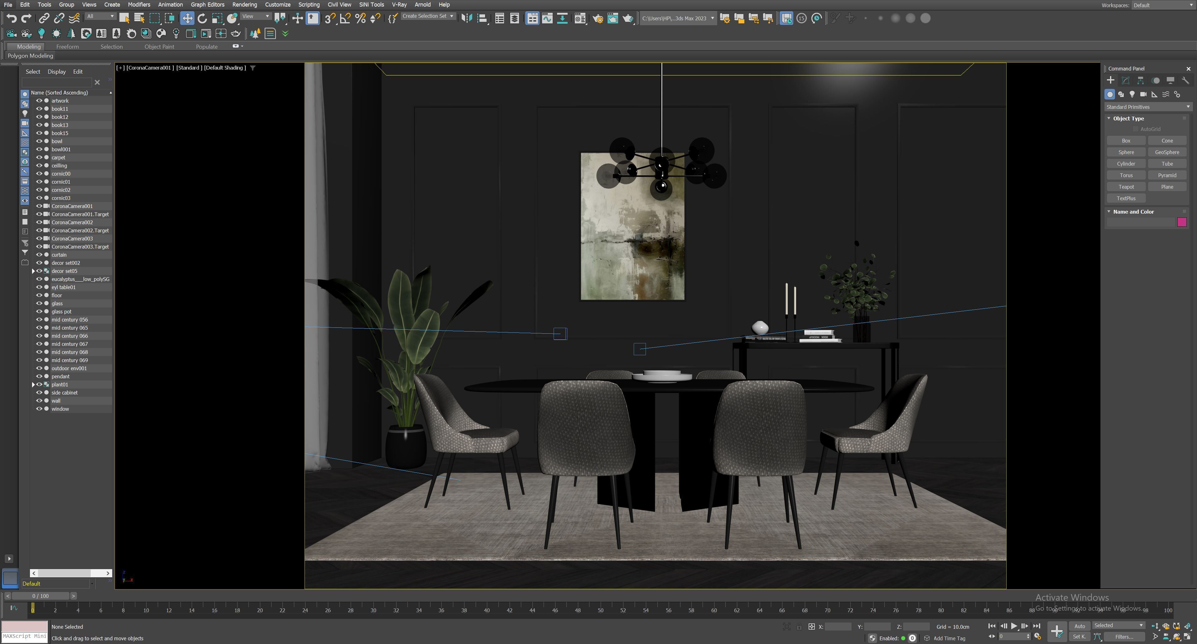 Interior dining room scene 01 3D model_7