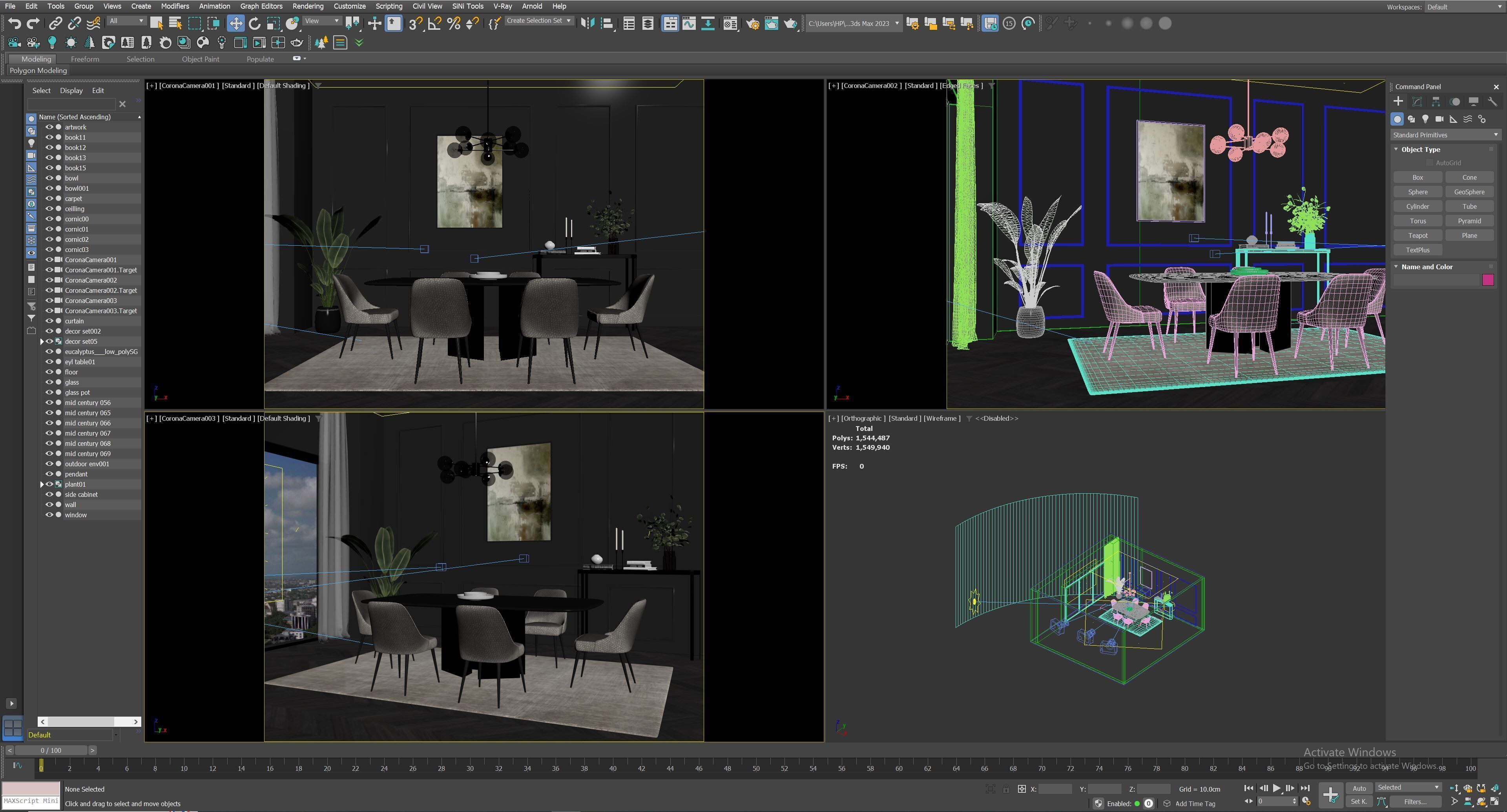 Interior dining room scene 01 3D model_6