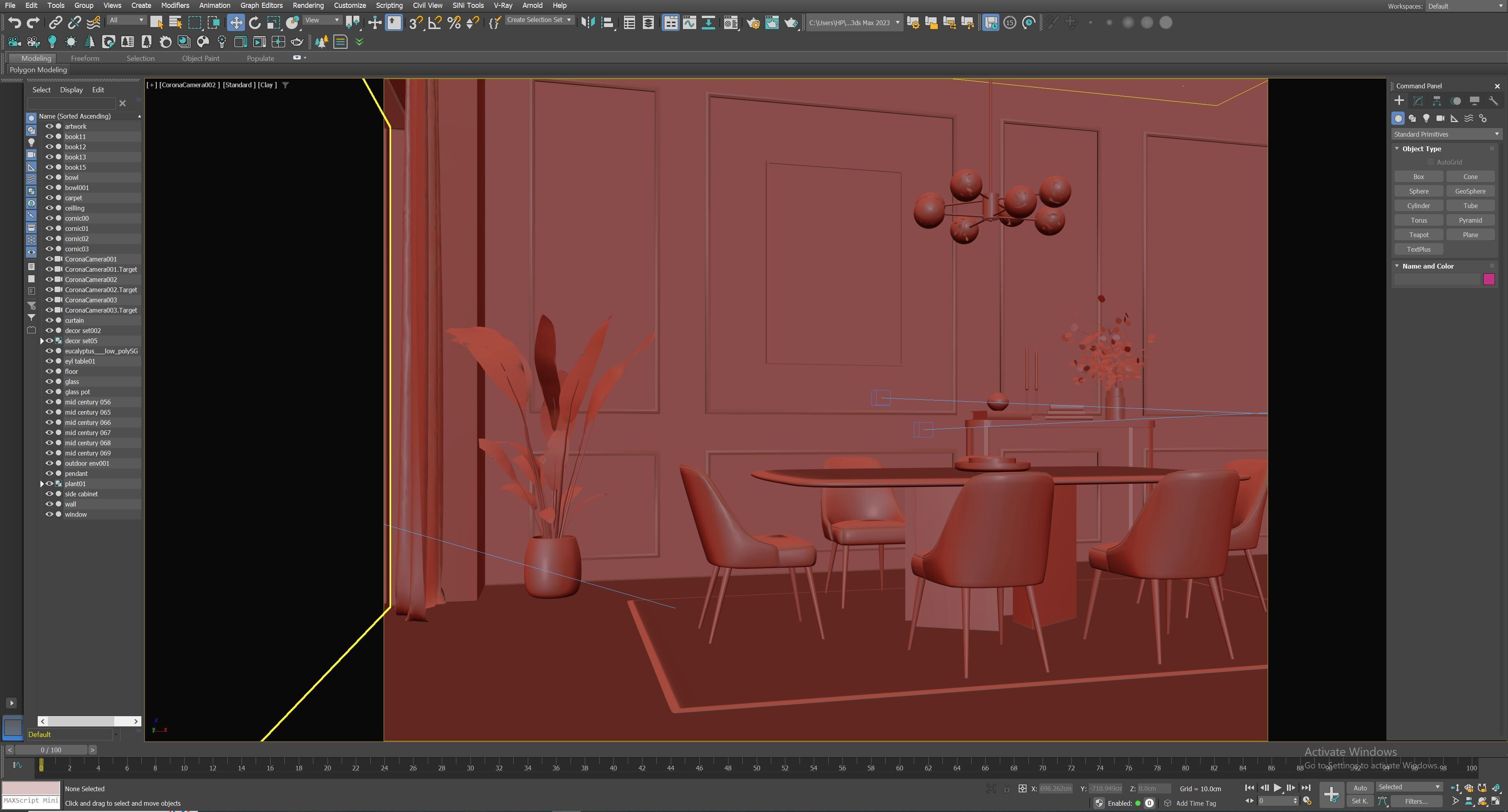 Interior dining room scene 01 3D model_8
