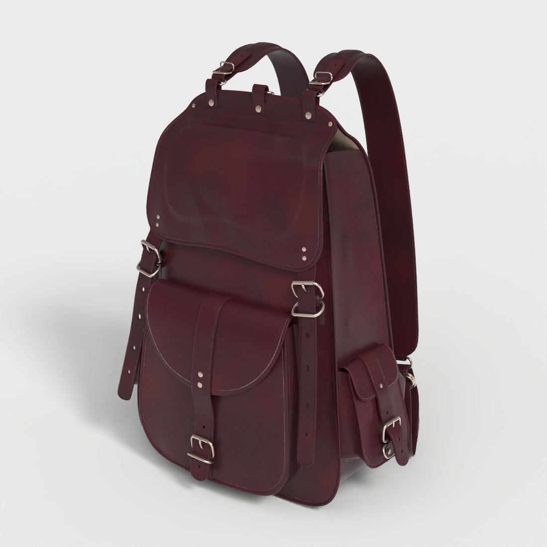 VINTAGE LEATHER LAPTOP BACKPACK Low-poly 3D model_4