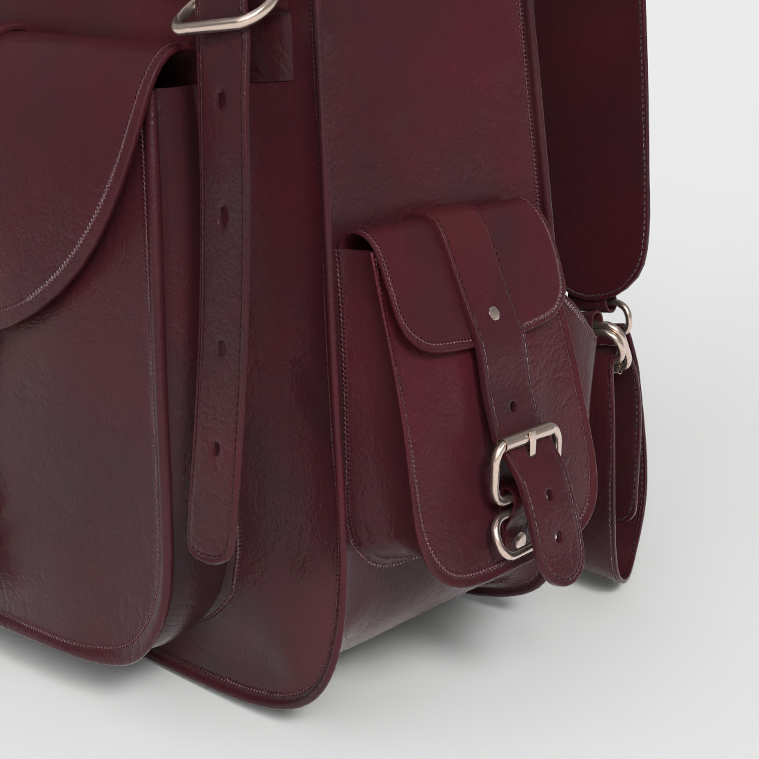 VINTAGE LEATHER LAPTOP BACKPACK Low-poly 3D model_5