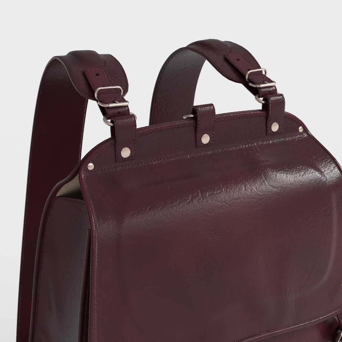 VINTAGE LEATHER LAPTOP BACKPACK Low-poly 3D model_6