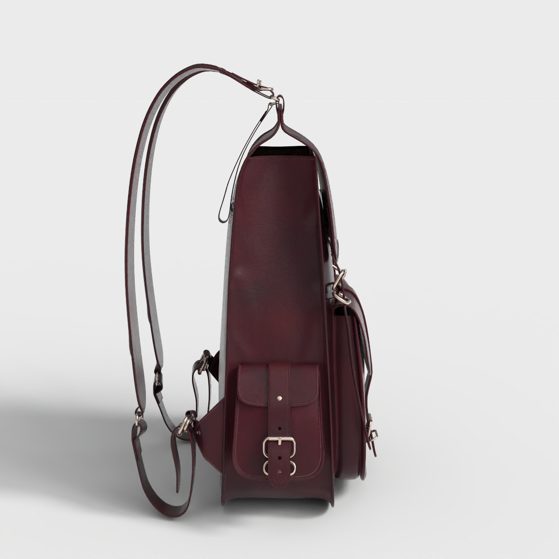 VINTAGE LEATHER LAPTOP BACKPACK Low-poly 3D model_2