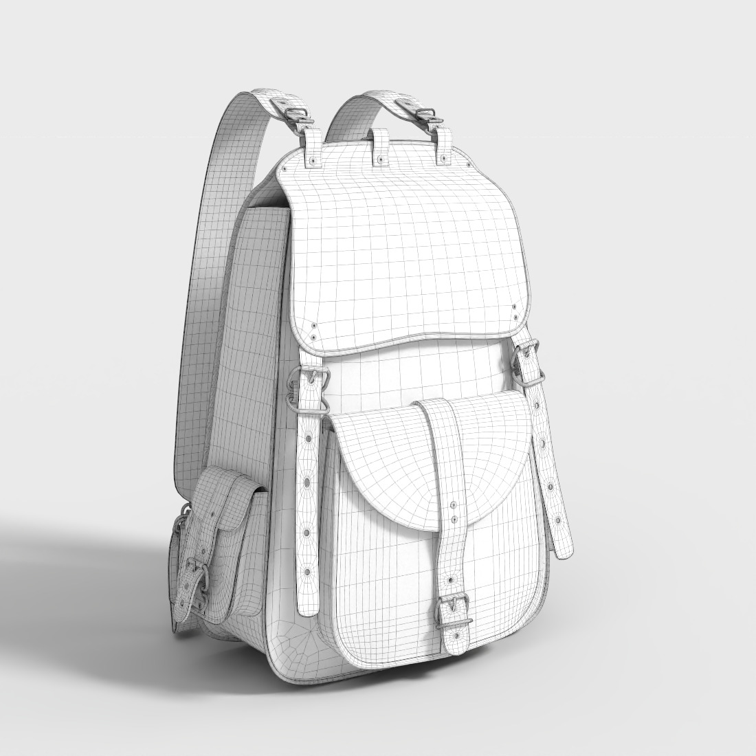 VINTAGE LEATHER LAPTOP BACKPACK Low-poly 3D model_8