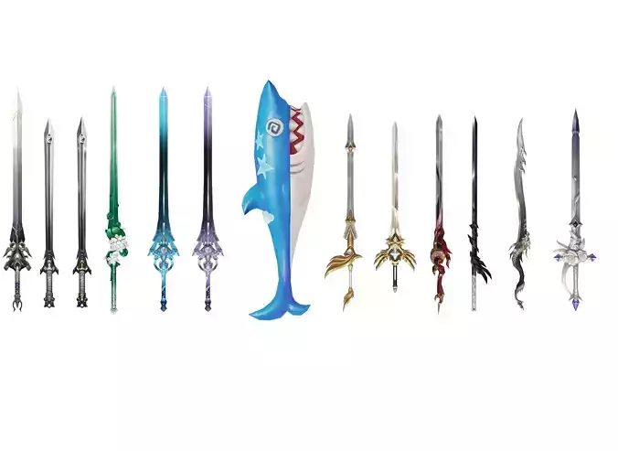 long sword Low-poly 3D model