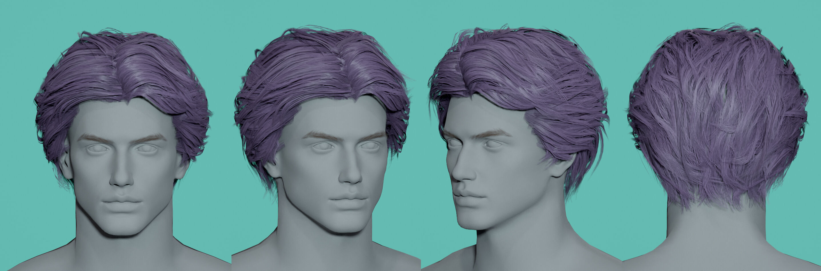 12 Real-time man Hairstyles collection 03 Low-poly 3D model_10