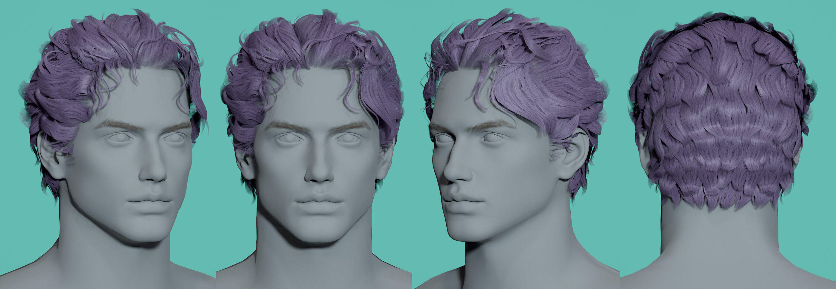 12 Real-time man Hairstyles collection 03 Low-poly 3D model_11
