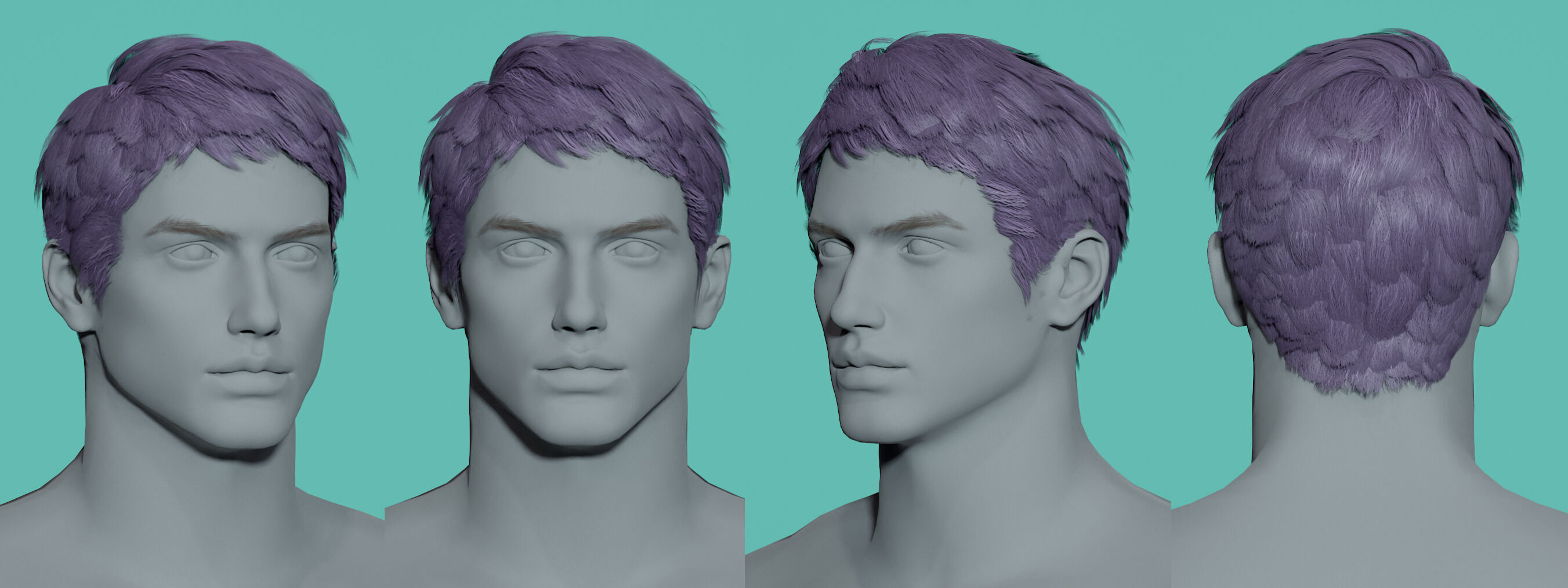 12 Real-time man Hairstyles collection 03 Low-poly 3D model_13
