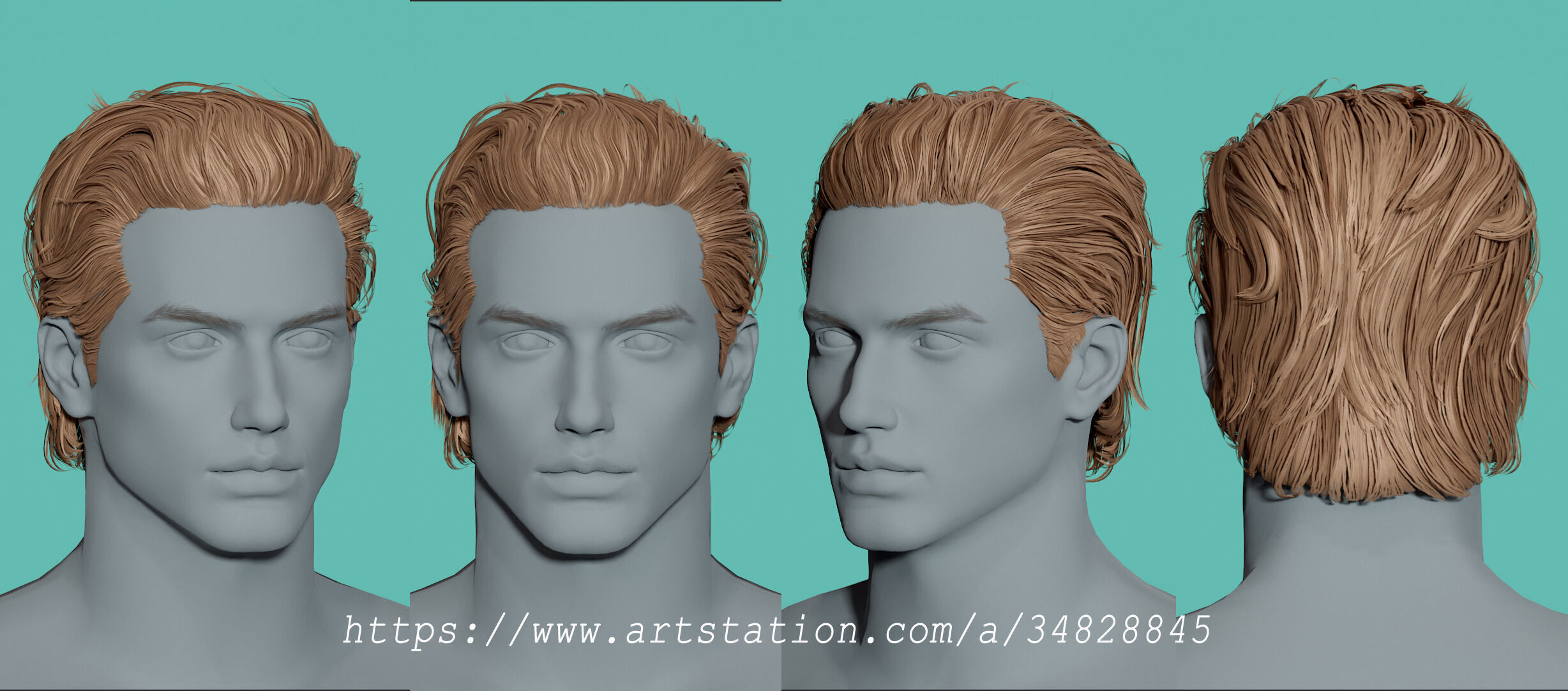 14 Real-time man Hairstyles collection 04 Low-poly 3D model_12