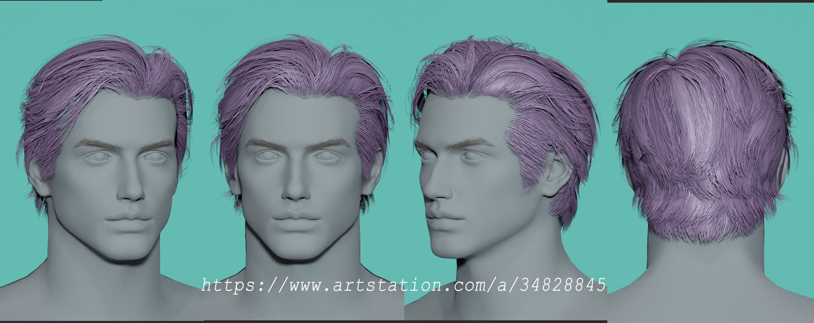 14 Real-time man Hairstyles collection 04 Low-poly 3D model_7